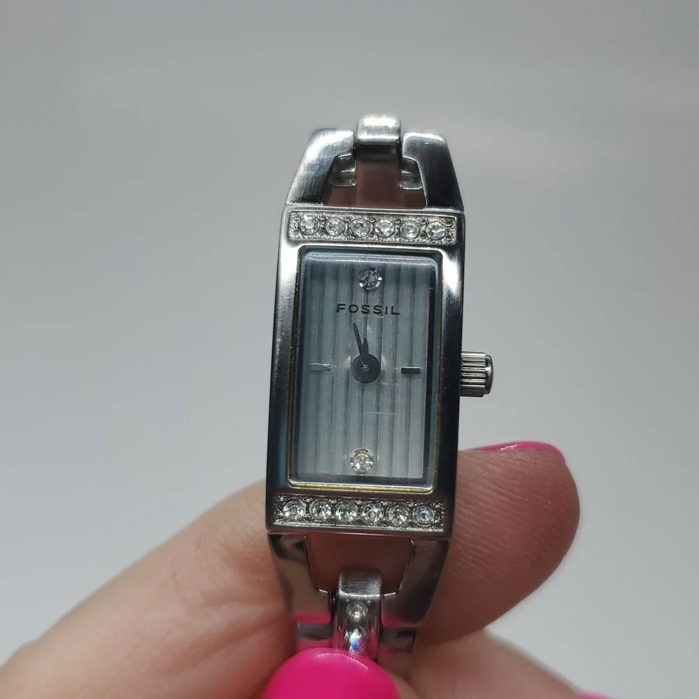 Vintage Fossil F² Watch ES1510 Silver Stainless Steel Watch
